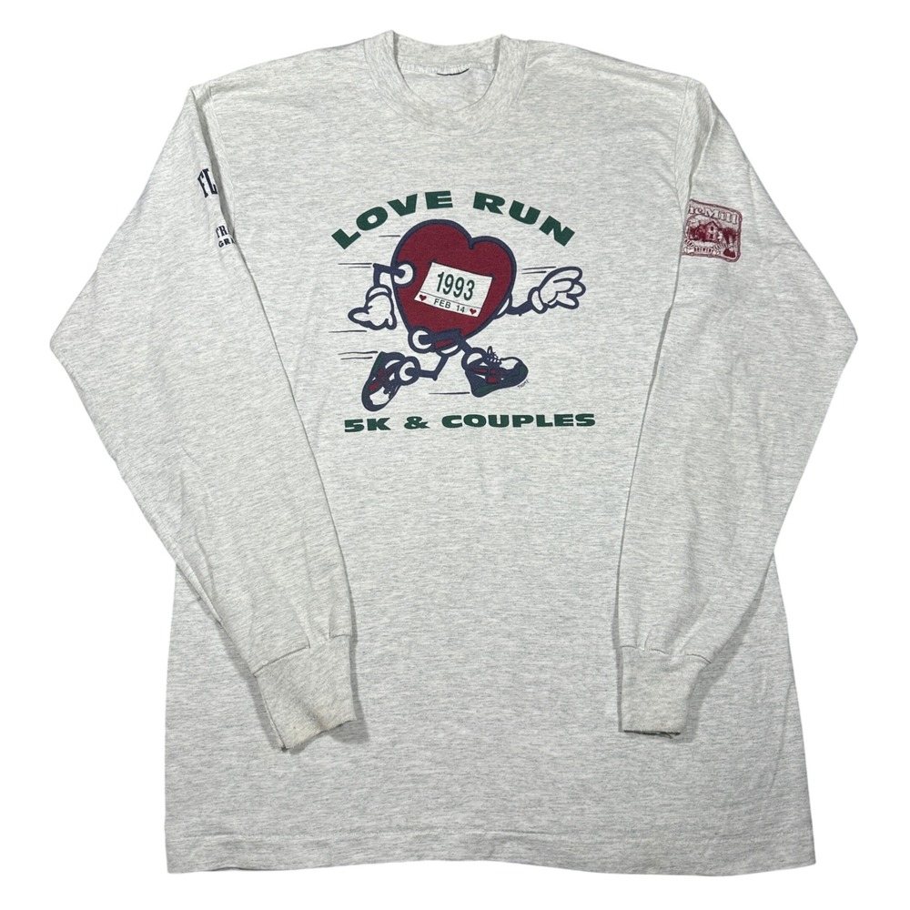 Vintage 1993 Love Run 5K Florida Track Club Long Sleeve Shirt‎ Heather Gray L